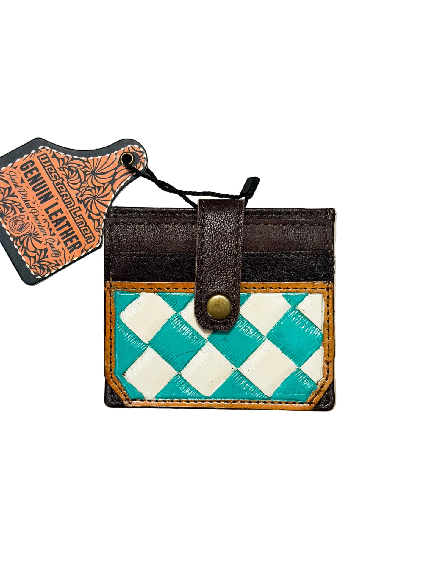 Turquoise Checkmate Card Wallet